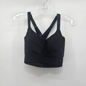 Halara SpeedWave Black Front Zip Sports Bra XS Adjustable Straps NWT